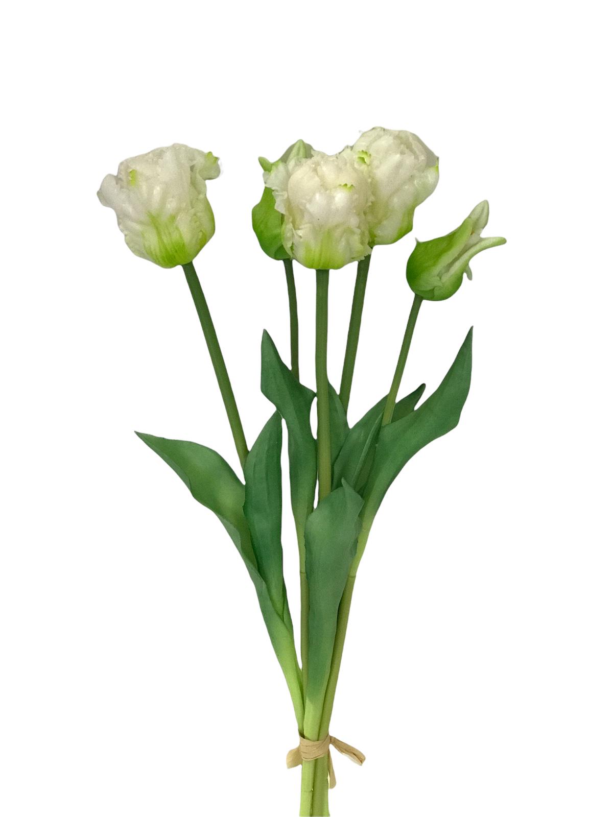 Тюльпан кудрявый букет LUX 3+2 45 см силикон Белый (35142) - фото 3 Тюльпан кудрявый букет LUX 3+2 45 см силикон Белый (35142) - фото 3