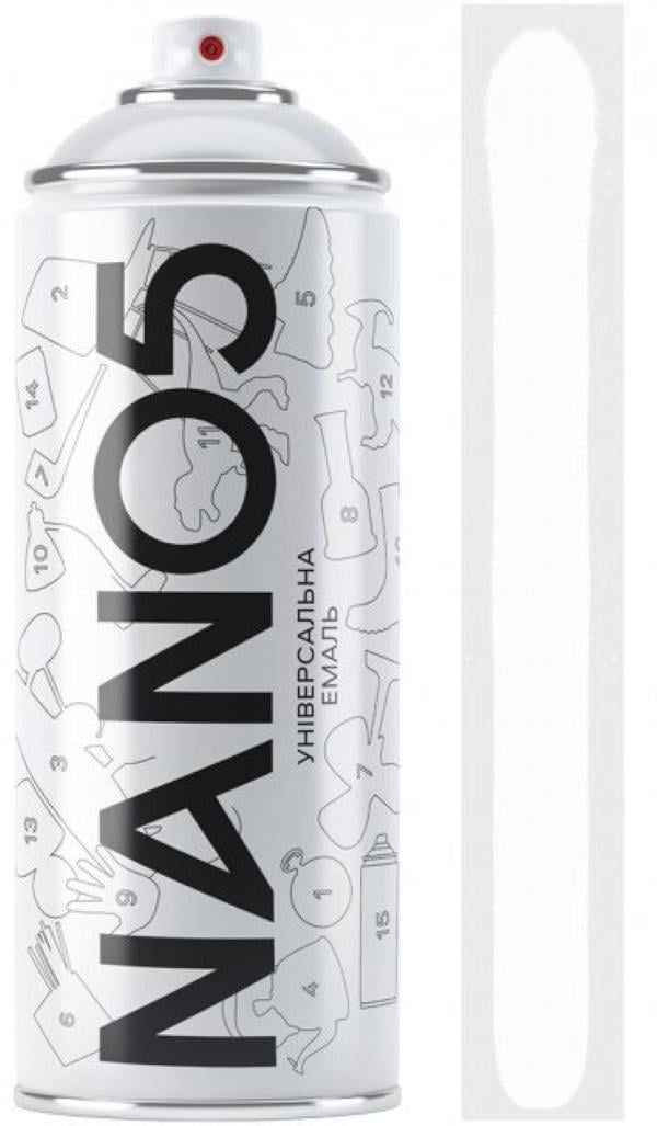 Эмаль универсальная NANO5 9010 глянцевый аэрозоль 400 мл Белый (N09010)