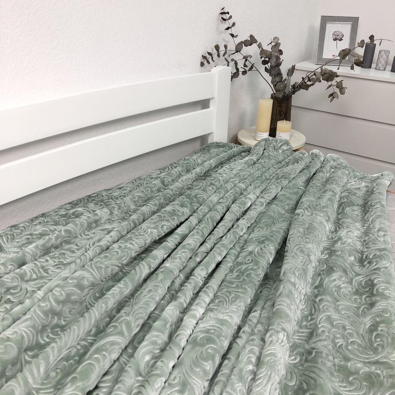 Плед велюровый з выдавкой Vie Nouvelle акрил 200х240 см Мята