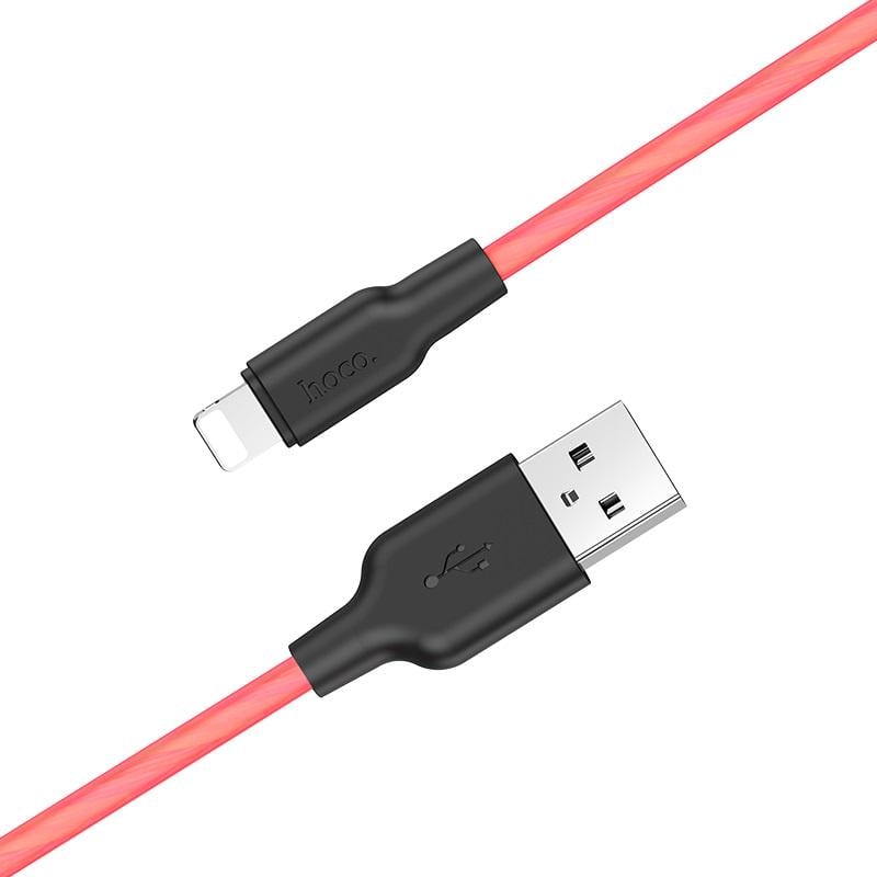 Кабель для зарядки Hoco X21 Plus Silicone USB на Lightning + 2,4 А обплетення TPE Чорний/Червоний (438975393) - фото 1