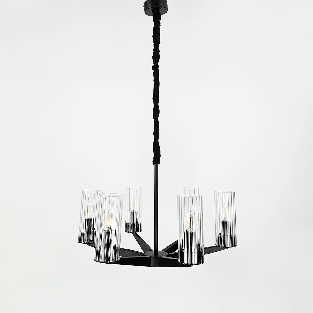 Люстра дизайнерская ABBY с прозрачными плафонами на 8 ламп (MJ 127 BK) Люстра дизайнерская ABBY с прозрачными плафонами на 8 ламп (MJ 127 BK)