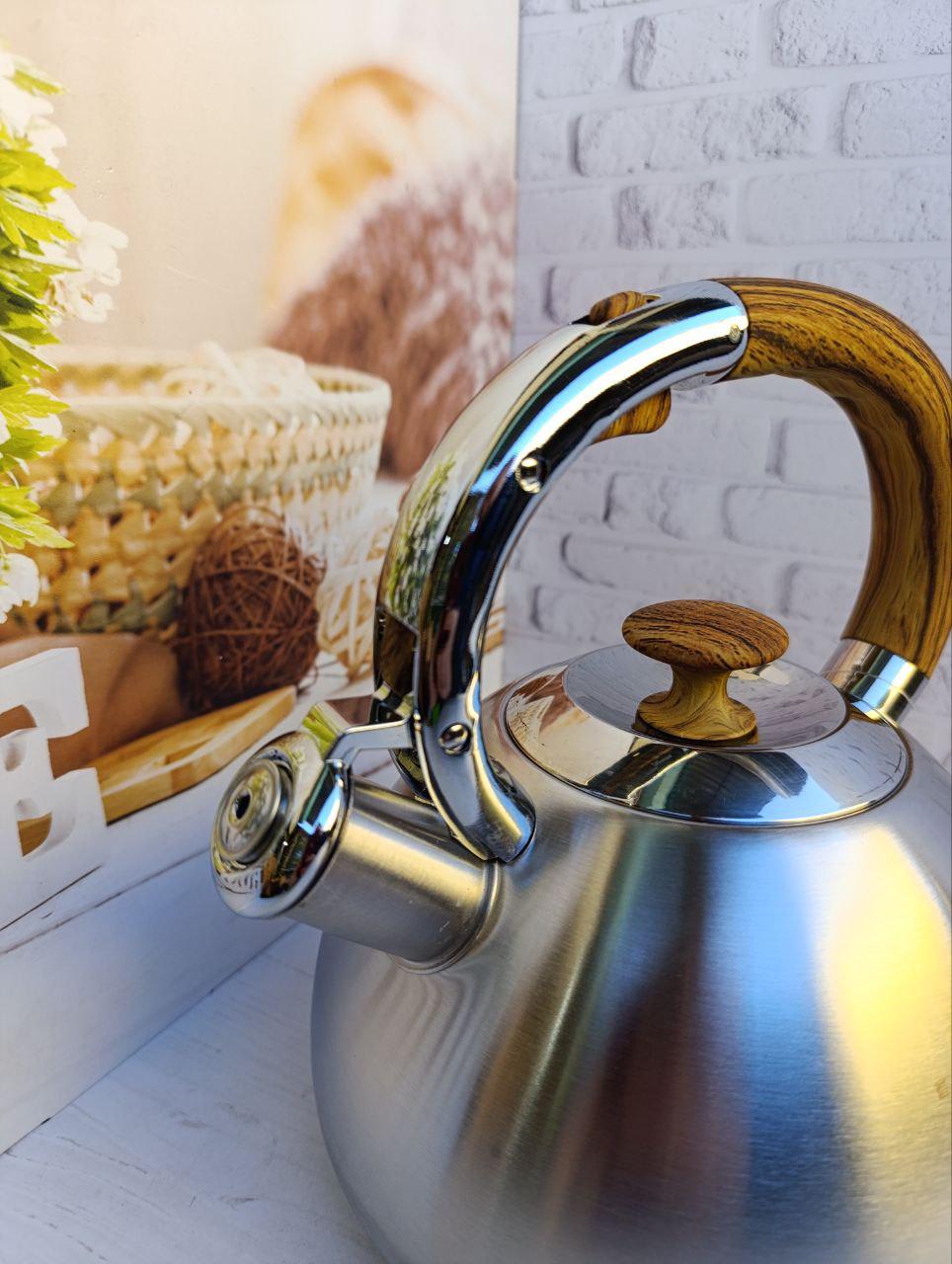 Чайник со свистком Edenberg EB-2497-B из нержавеющей стали 3 л Стальной (29889386) - фото 2