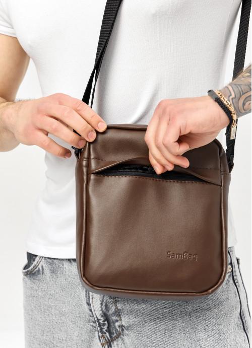 Мужская сумка-мессенджер Sambag через плечо из экокожи Коричневый (1003019723) - фото 4 Мужская сумка-мессенджер Sambag через плечо из экокожи Коричневый (1003019723) - фото 4