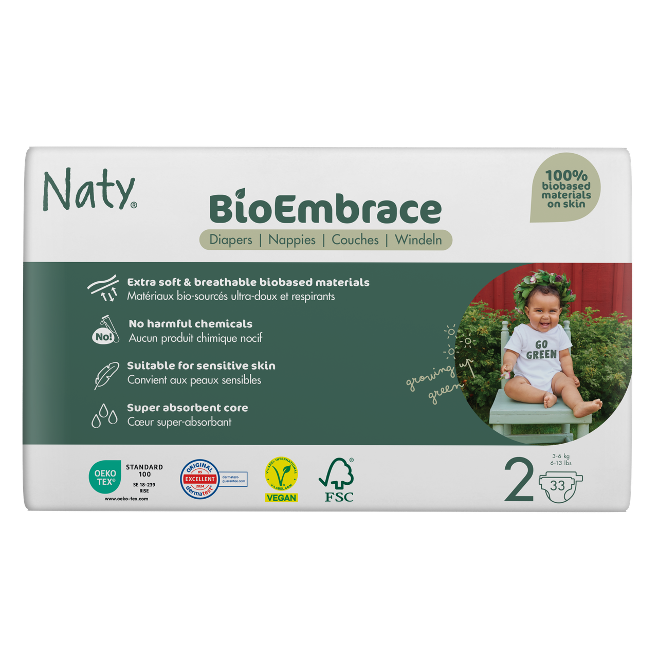 Підгузки дитячі одноразові BioEmbrace NATY р. 2 3-6 кг 33 шт. (31120264)