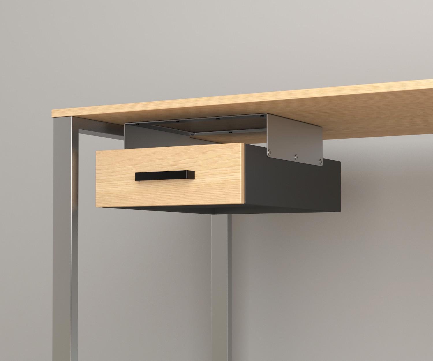 Навесной ящик одинарный для стола Loft Design BX-1 Дуб Борас/Серебристый (12517670)