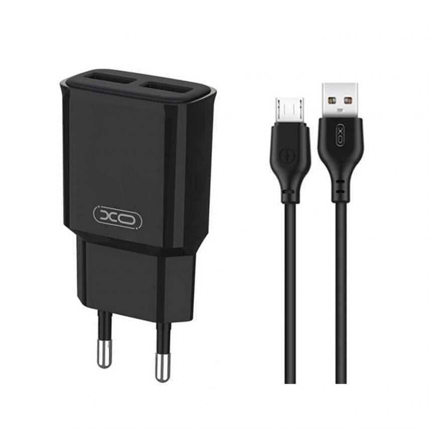 Адаптер Xo L92C 2 USB/2.4A/Data Cable USB to Micro Black
