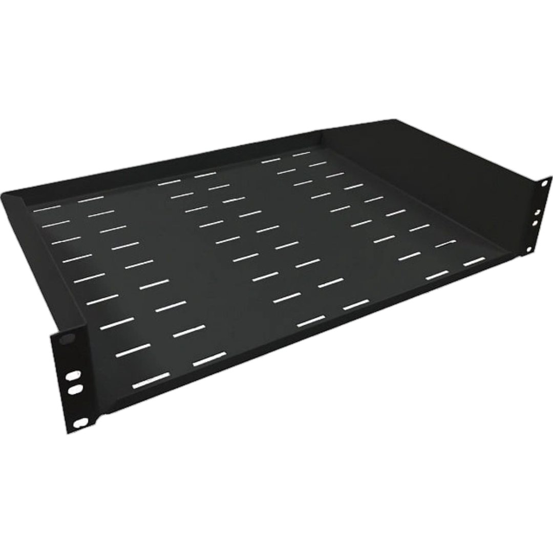 Полиця консольна металева 2U 19" 350 мм RAL 9005 для мережевих та серверних шаф Чорний (27918891)