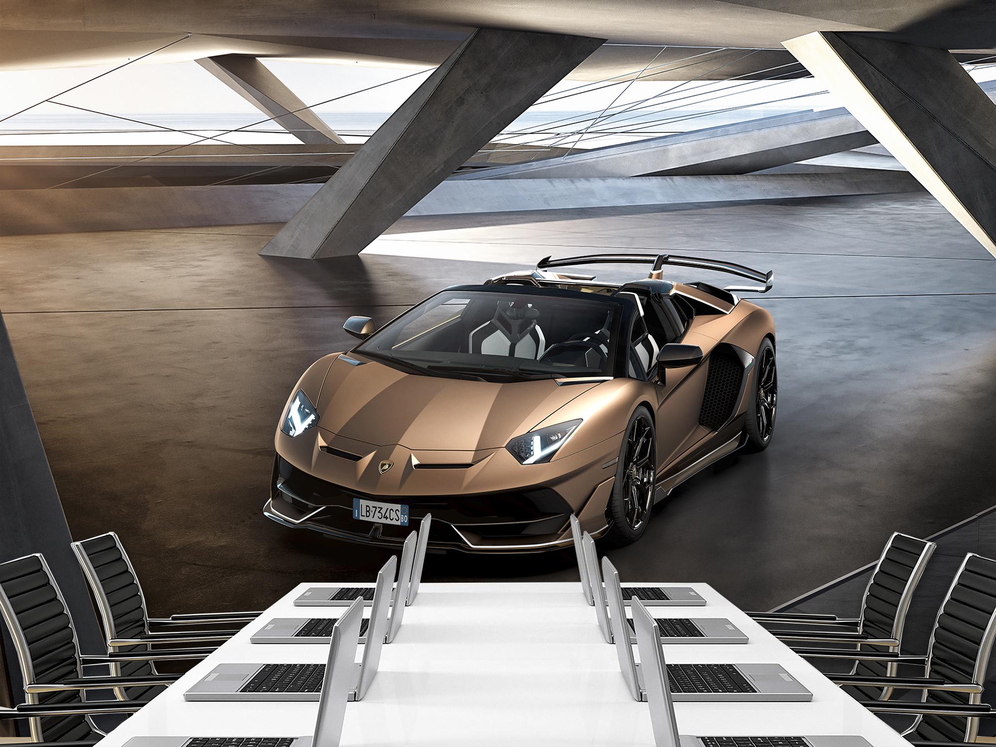 Фотообои флизелиновые 3д Lamborghini Aventador Gold 190х285 см (S5CAR-018/4)