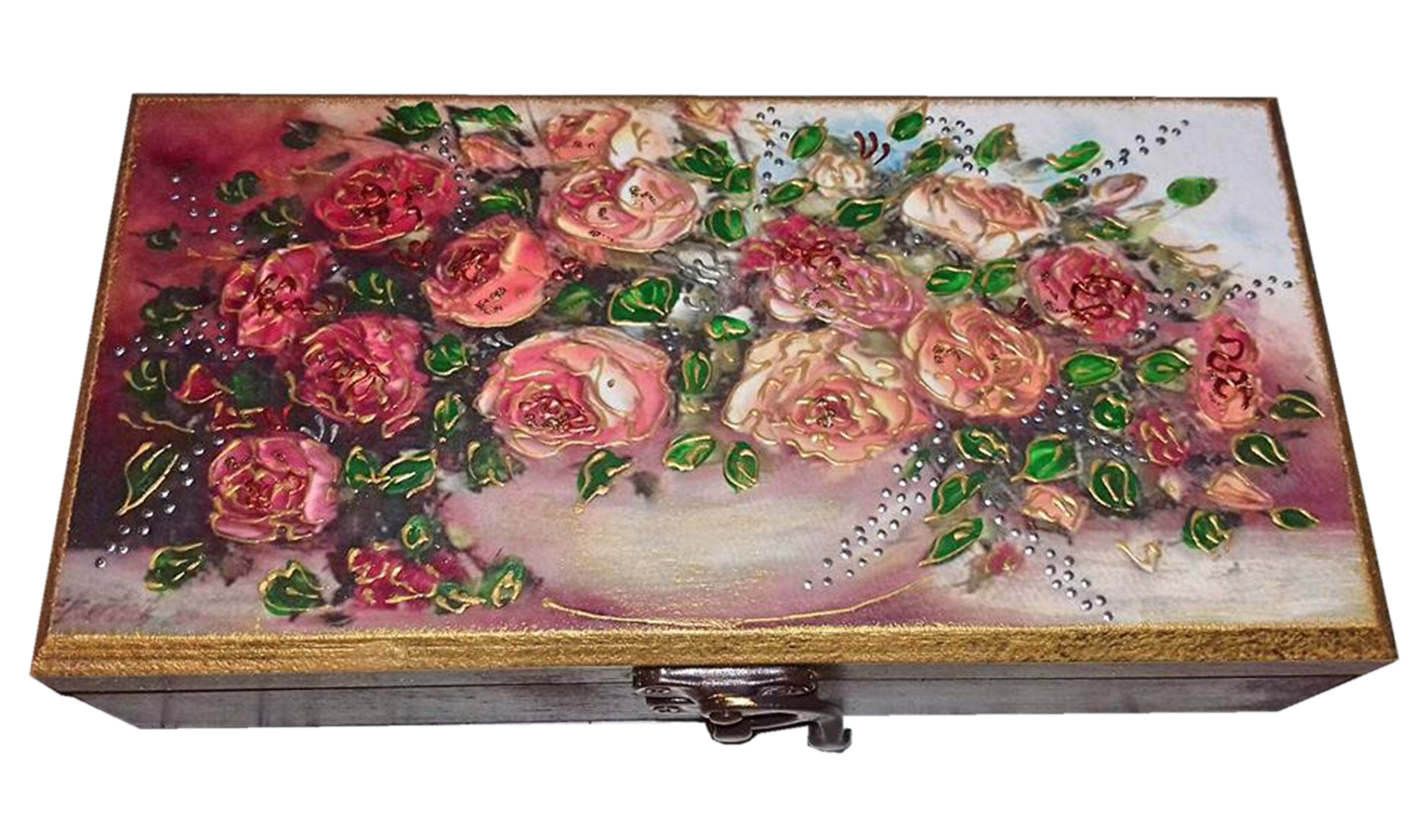 Шкатулка купюрница 20х10х5 см Цветы