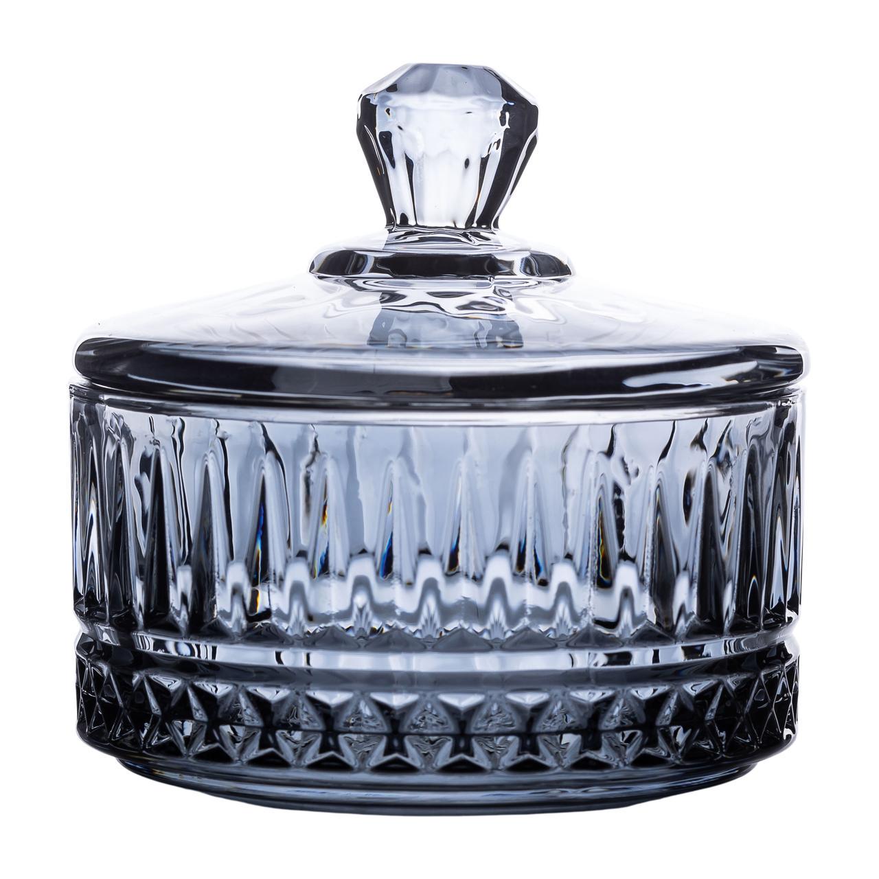 Цукерниця з кришкою скляна 10 см Сірий (6024) - фото 3 Цукерниця з кришкою скляна 10 см Сірий (6024) - фото 3