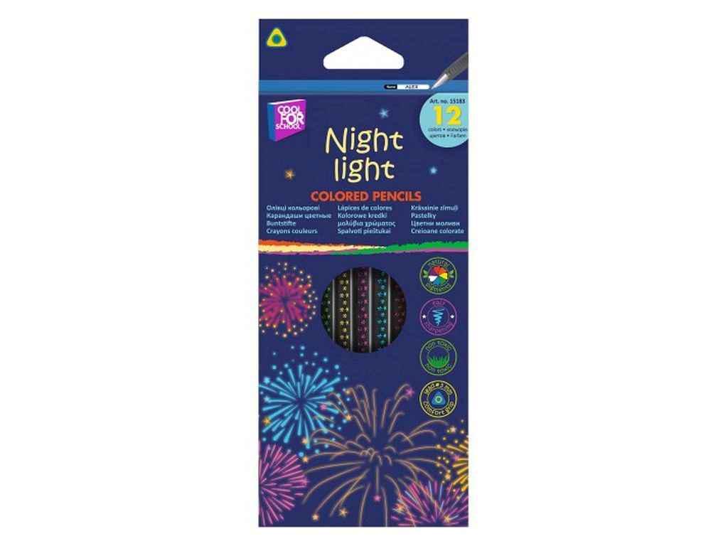 Карандаши цветные COOLFORSCHOOL 12 цветов CFS Night light трехгранные CF15183 (1052299)