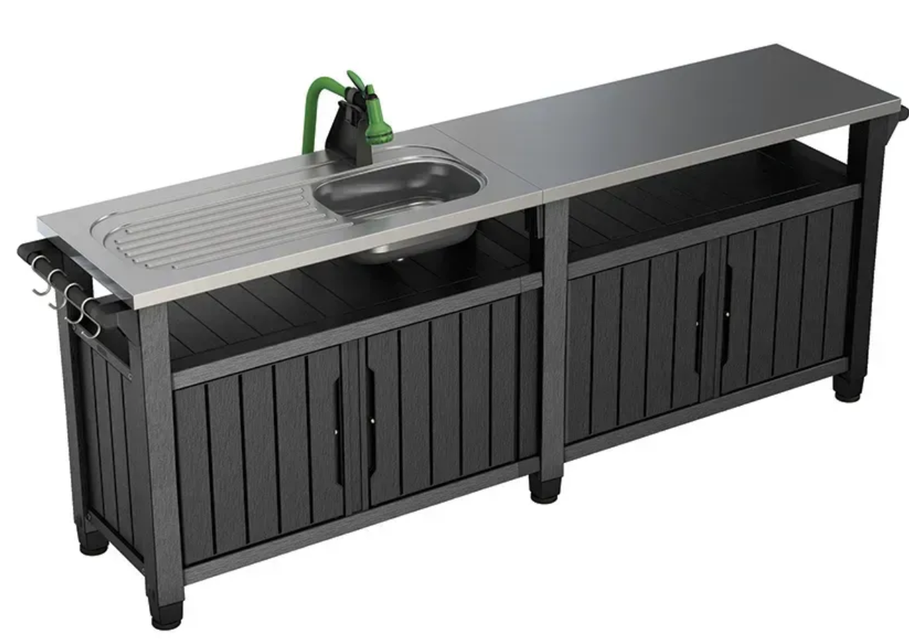 Стіл для барбекю Keter Unity Chef 415L з мийкою та стільницею Графіт (249459)