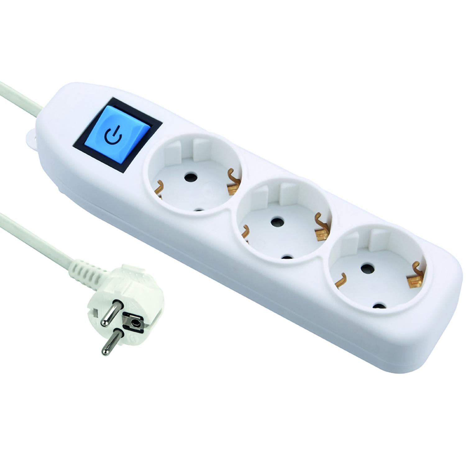 Фільтр-подовжувач мережевий побутовий Electraline з заземленням на 3 розетки переноска 3х1 мм 1,5 м 16А Білий (62010)