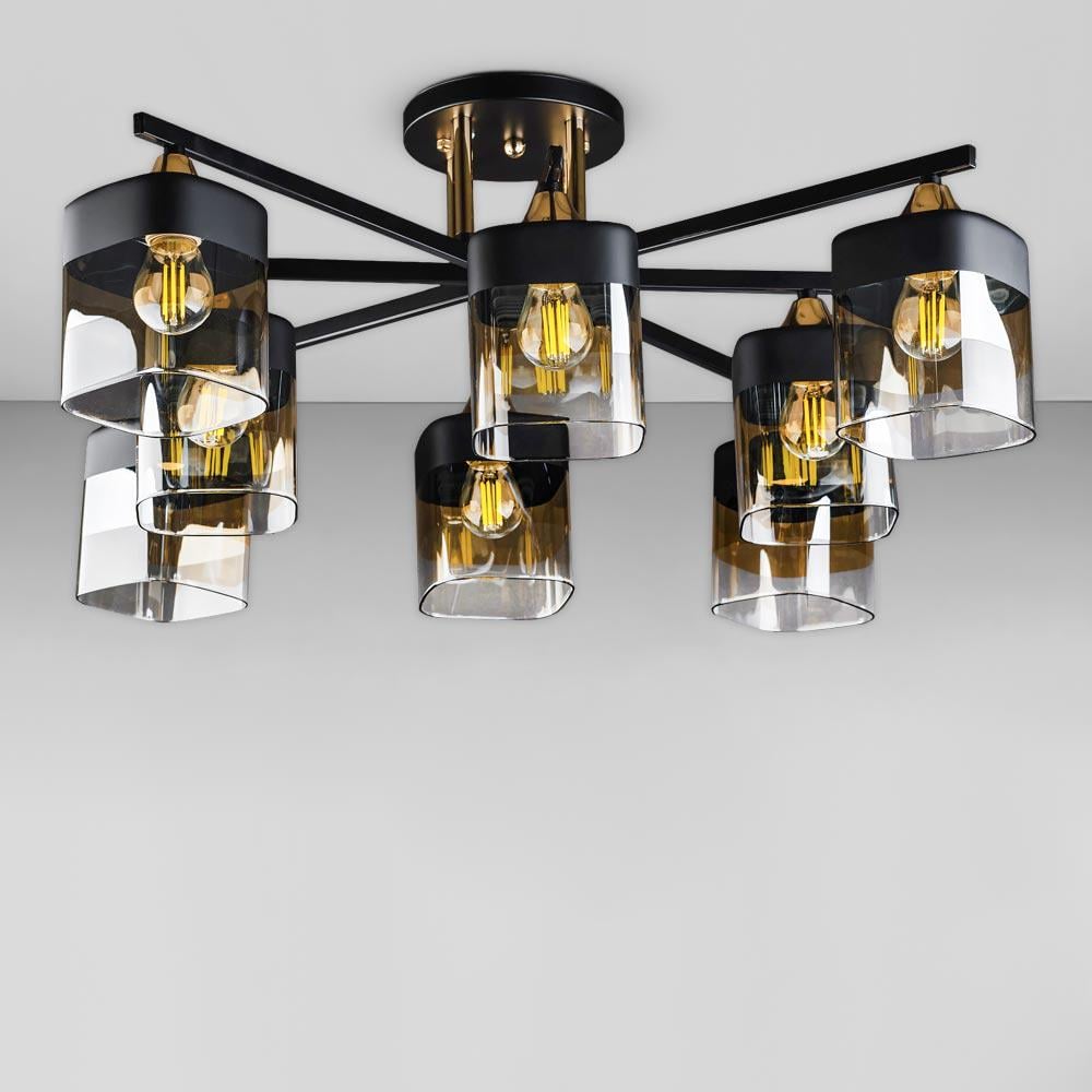 Люстра потолочная Light House DL-18661/8 Черный с Золотой/Черный/Шампань