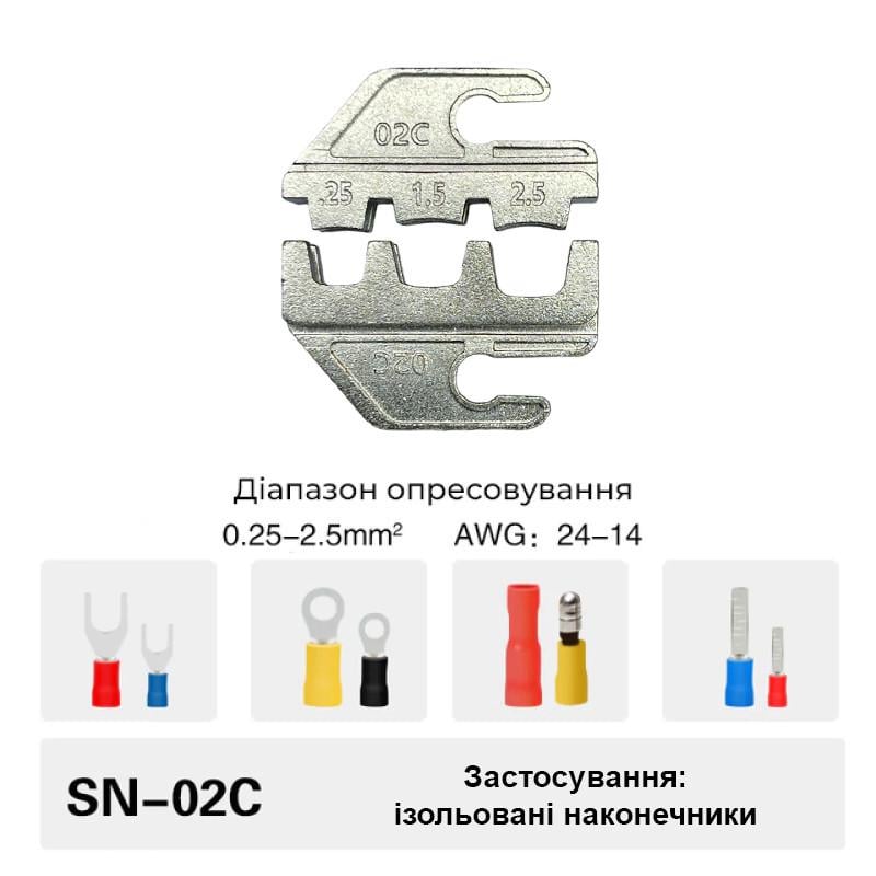 Матрица Tactix SN-02C 0,25-2,5 мм2 24-14 AWG для кримпера серии SN порт 4 мм (A4/SN-02C) - фото 4