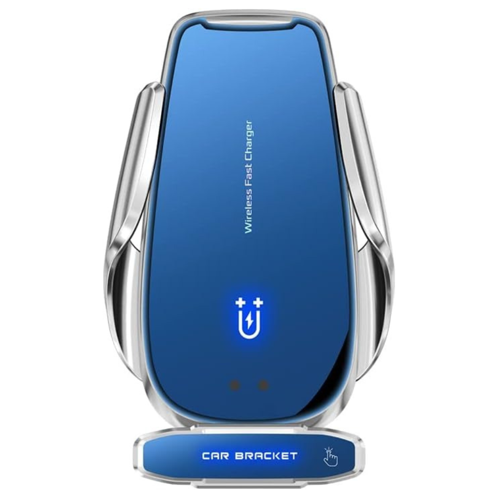 Держатель для телефона автомобильный с беспроводной зарядкой 15W с функцией автоматического открытия Серебристый