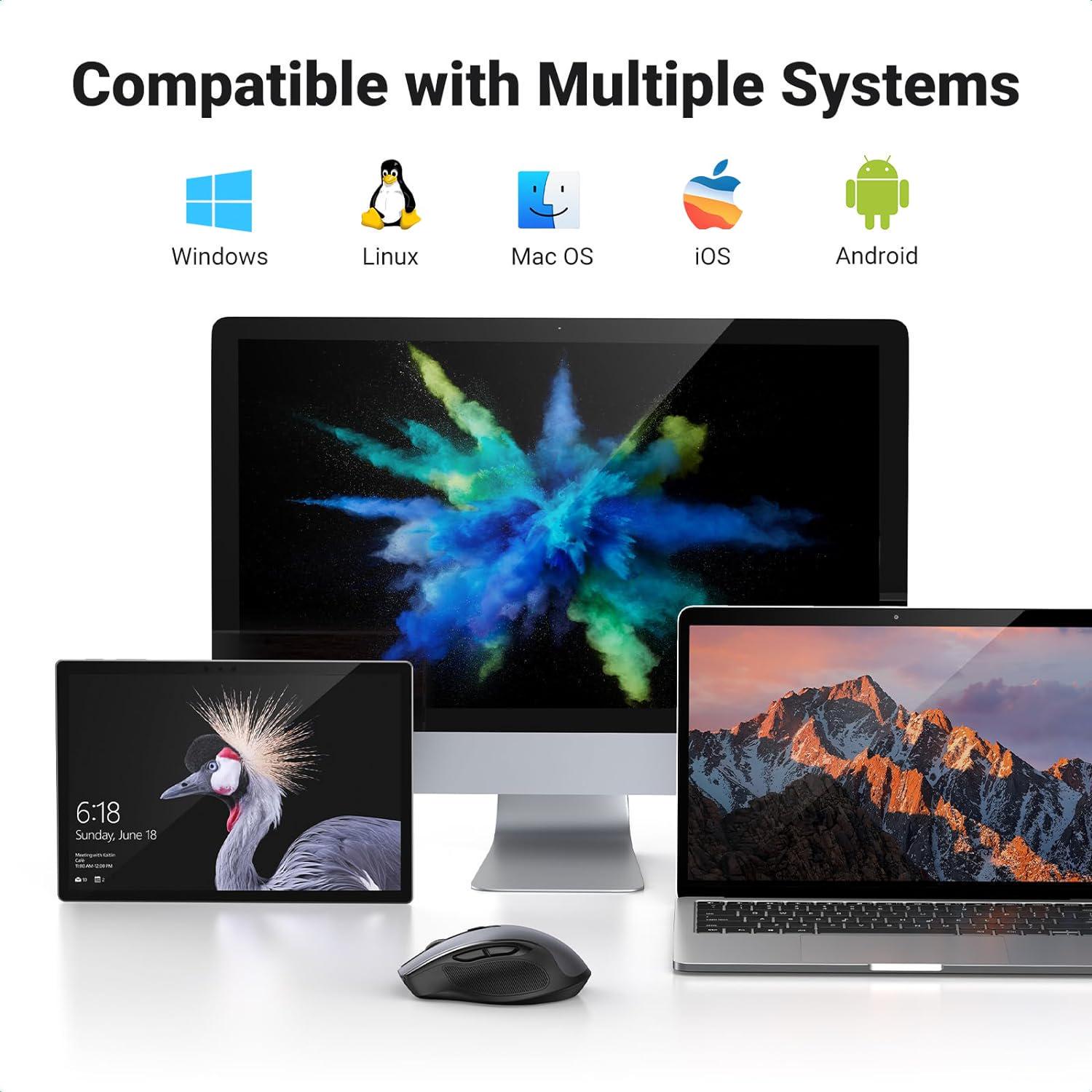 Мишка бездротова UGREEN 4000 DPI 6 Кнопок 2.4G з USB-приймачем Чорний (90545) - фото 8