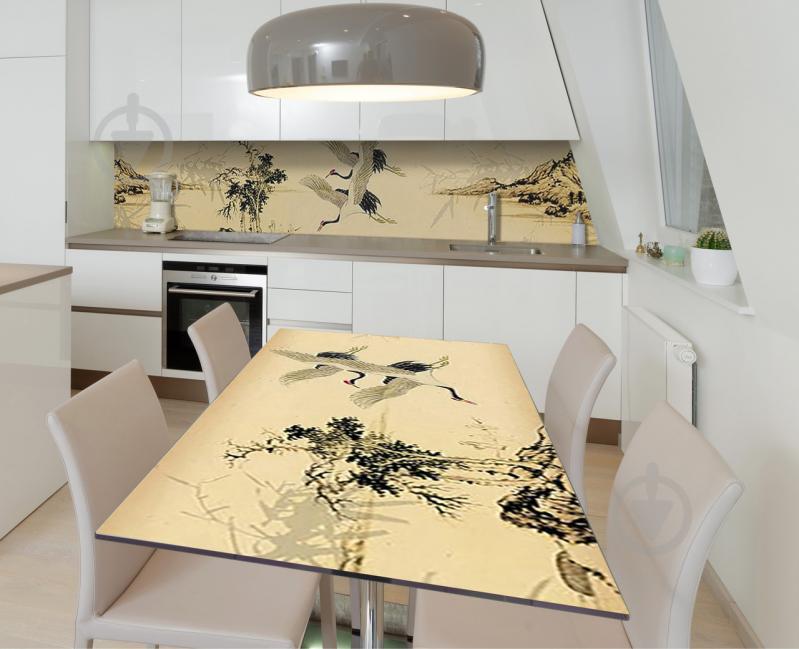 Наклейка 3Д виниловая на стол Zatarga «Японские журавли» 650х1200 мм для домов, квартир, столов, кофейн, кафе Наклейка 3Д виниловая на стол Zatarga «Японские журавли» 650х1200 мм для домов, квартир, столов, кофейн, кафе