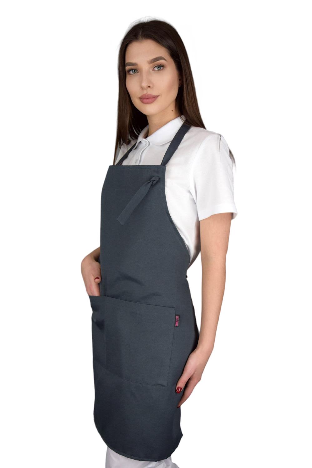 Фартух універсальний з нагрудником до колін Лайт LuxForm Сірий (4789) - фото 2 Фартух універсальний з нагрудником до колін Лайт LuxForm Сірий (4789) - фото 2