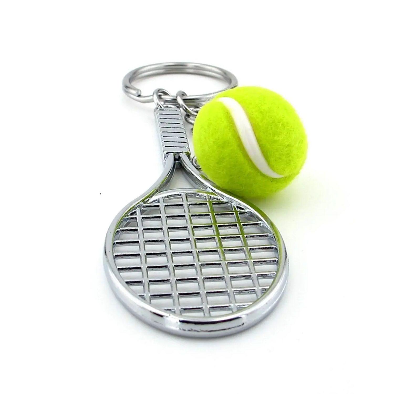 Брелок для ключей Теннис для ключей с мячиком и ракеткой металлический Зеленый (99_9_0_1С) - фото 5