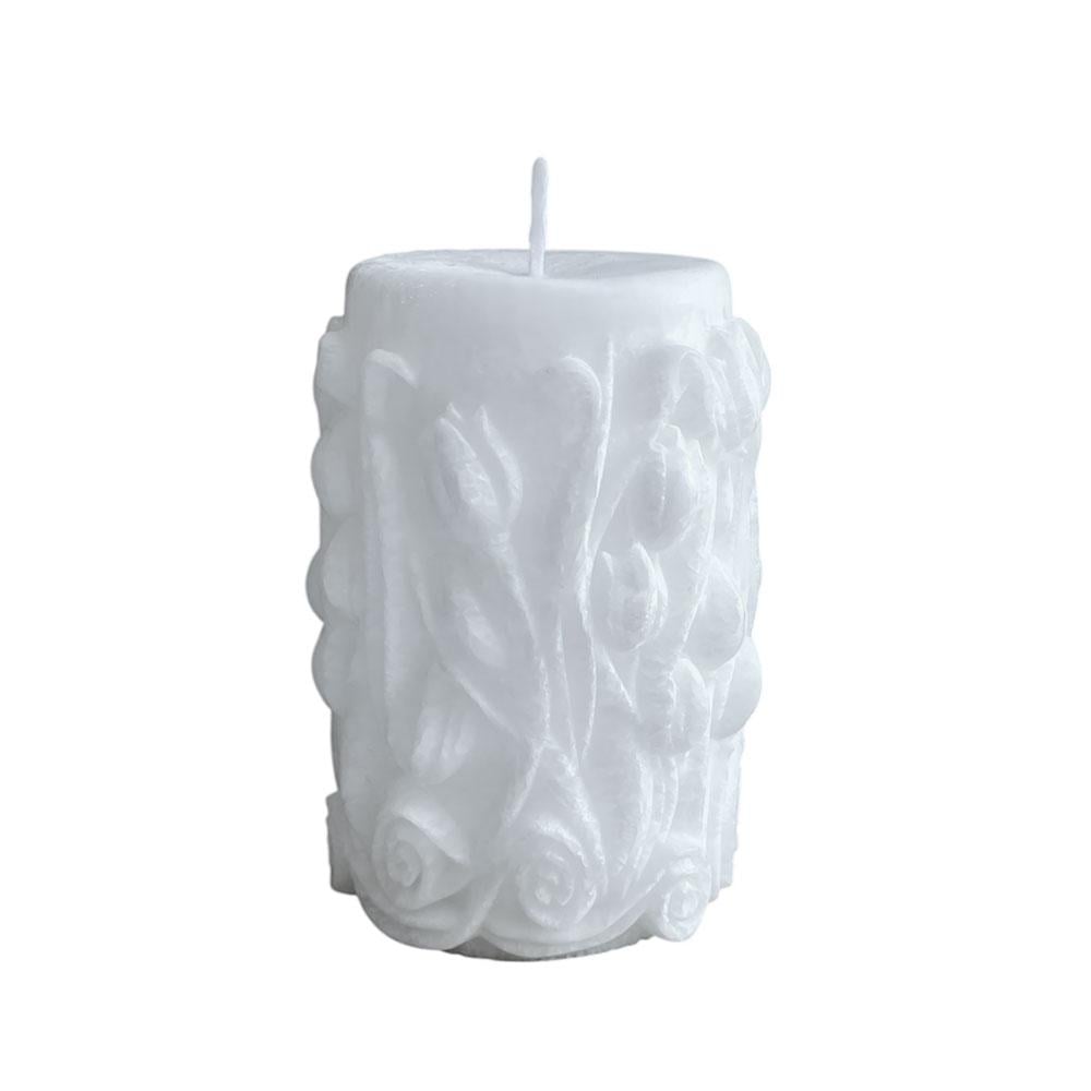 Свеча ручной работы с цветочным узором в подарочной коробке Белый (TA0160_1)