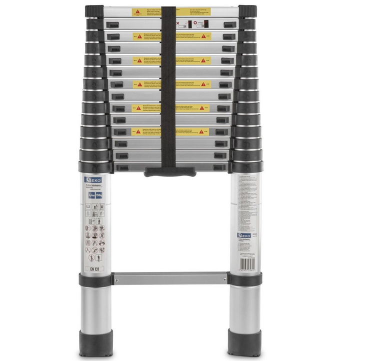 Лестница строительная телескопическая Geko алюминиевая 4,4 м 150 кг