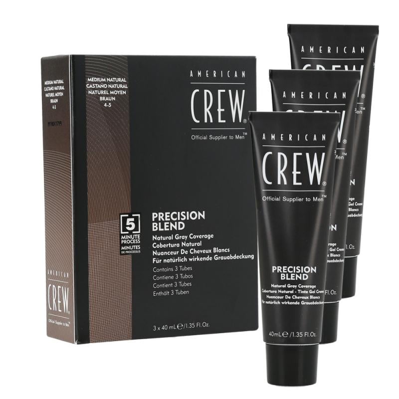 Система маскировки седины American Crew Precision Blend Shades 4-5 3х40 мл - фото 1 Система маскировки седины American Crew Precision Blend Shades 4-5 3х40 мл - фото 1