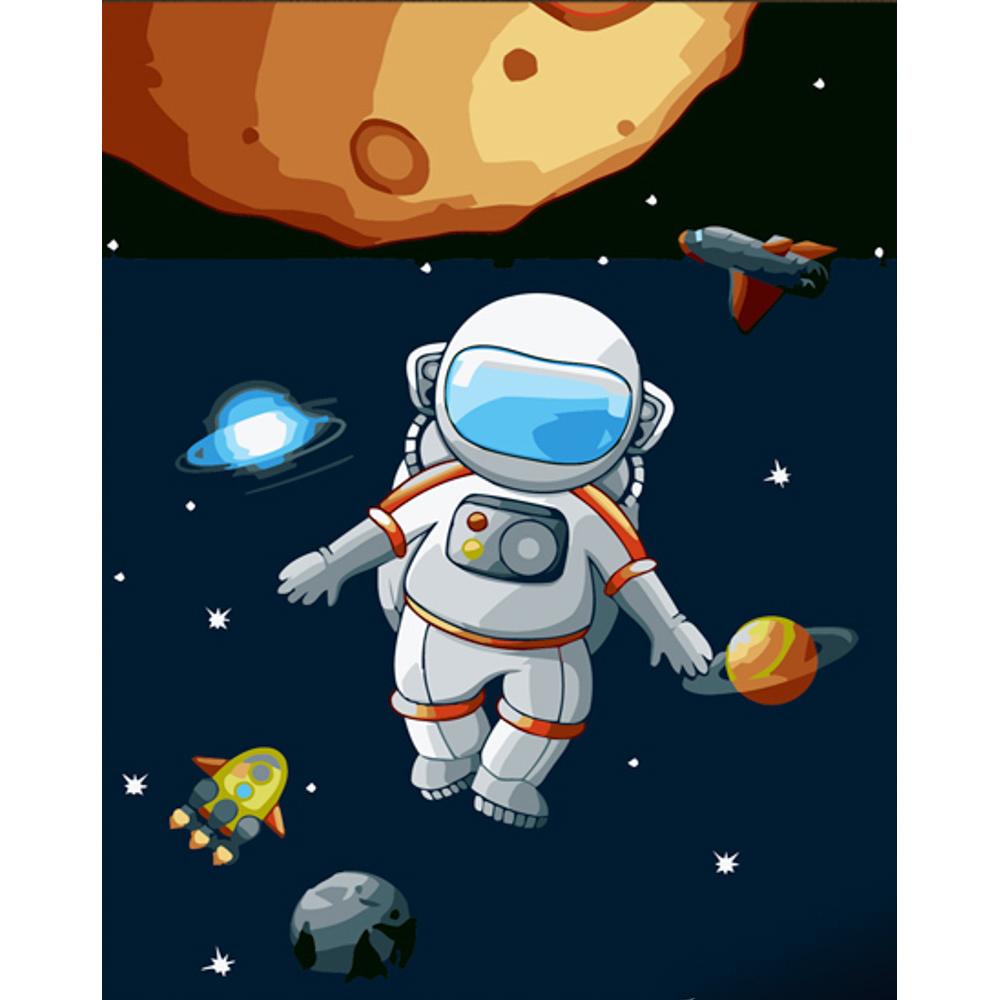 Картина по номерам Strateg Премиум На орбите с лаком 30x40 см (SS6708)