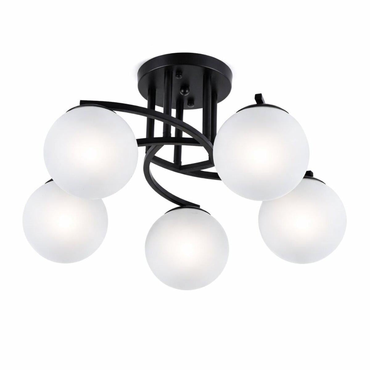 Люстра молекула потолочная Light House SRS-20530/5 BK черная, плафоны белые