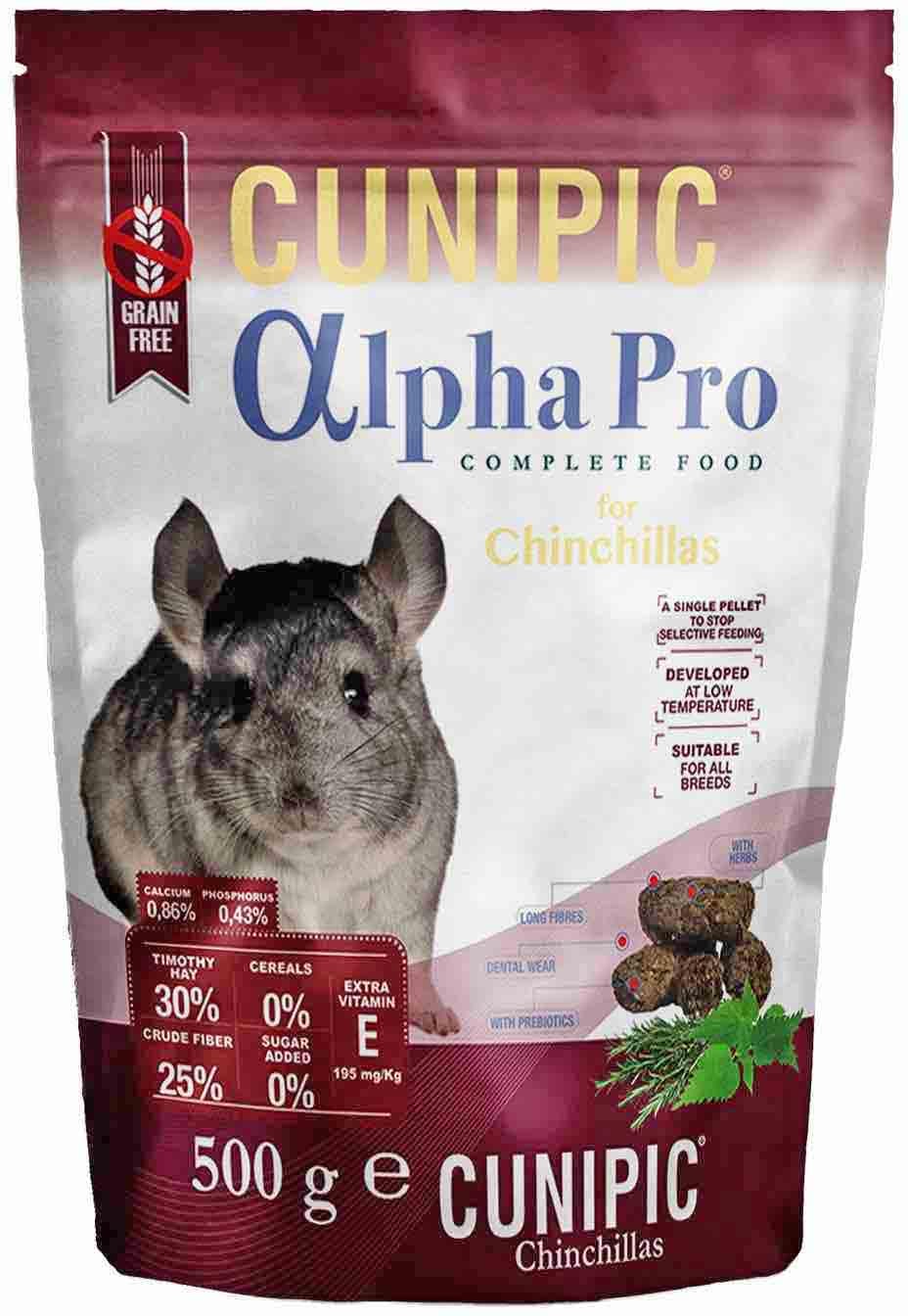 Корм для шиншилл CUNIPIC Alpha Pro молодых и взрослых 500 г (8437013149570)