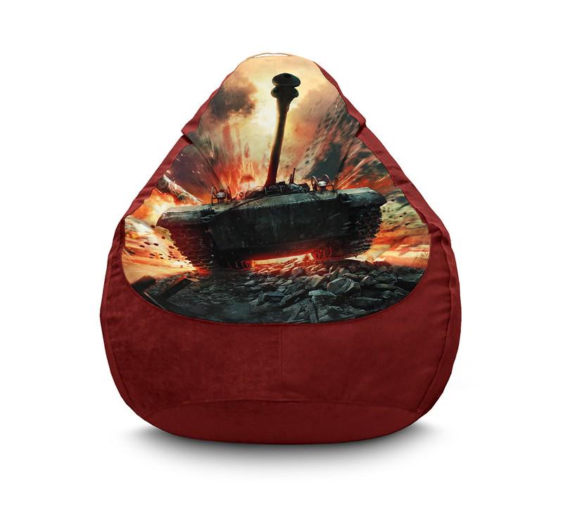 Крісло мішок iPuff World of Tanks Explosion Флок XL 80x110 см Коричневий