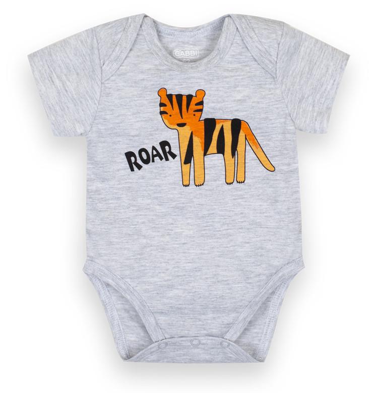 Боди детское хлопковое для мальчика на кнопках Gabbi BD-21-2-2 62 см Светло-серый (12586)