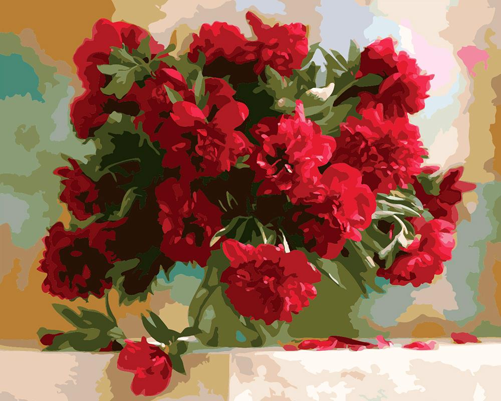 Картина за номерами Ідейка "Червоні півонії" 40х50 см (KH1133)