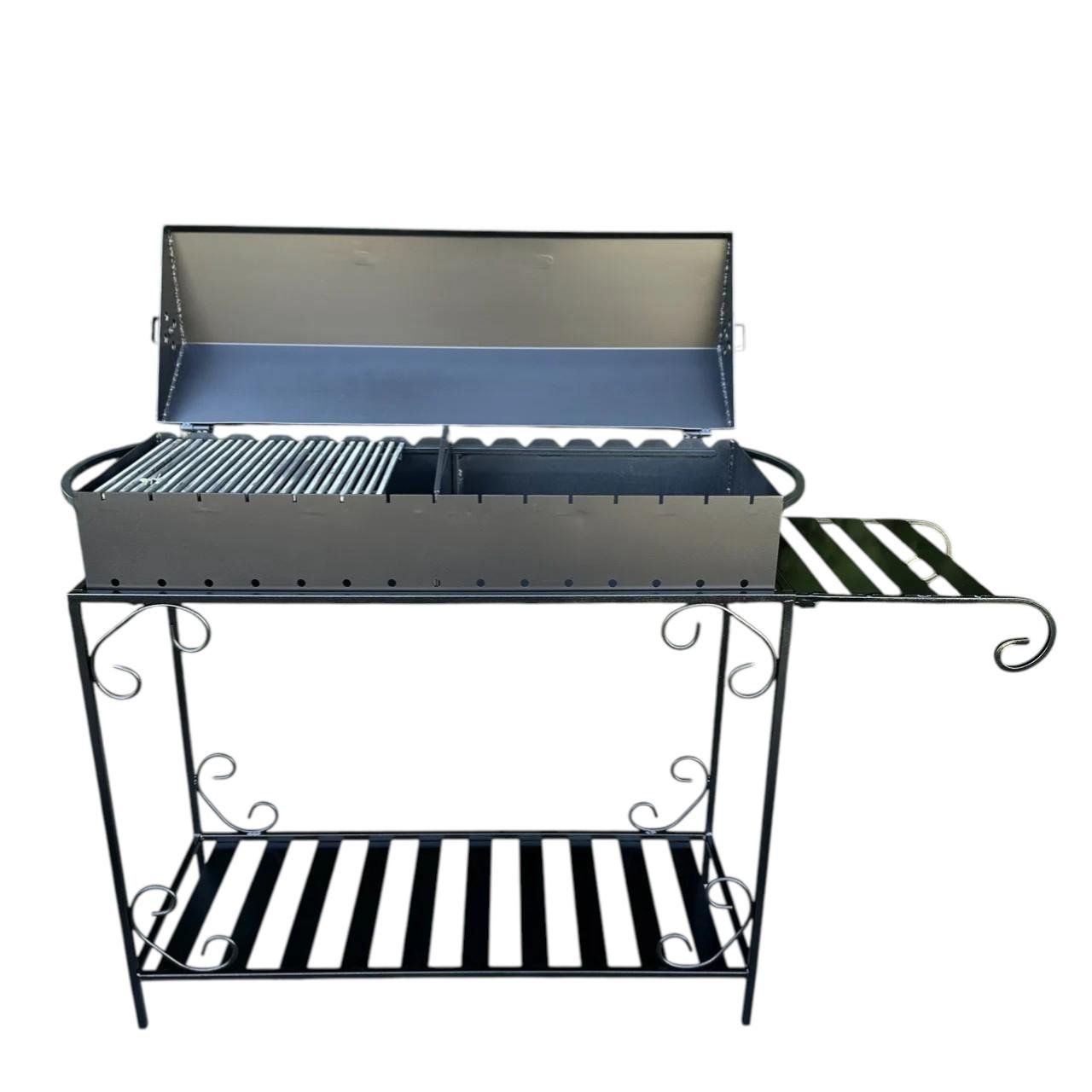 Мангал-барбекю Mzavod Гефест на 15 шампуров стальной 4 мм на дровнице с полкой Черный (136-17-1070510100001)