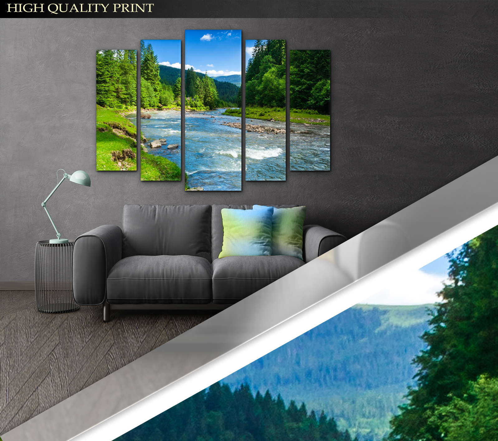 Картина модульная Горная река 115х170 см (Art-282_5) - фото 3 Картина модульная Горная река 115х170 см (Art-282_5) - фото 3