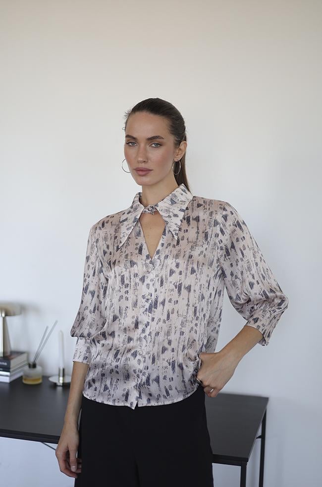 Блуза Lipar 2959 сатиновая принт р. 52 Капучино (16947471) - фото 4 Блуза Lipar 2959 сатиновая принт р. 52 Капучино (16947471) - фото 4