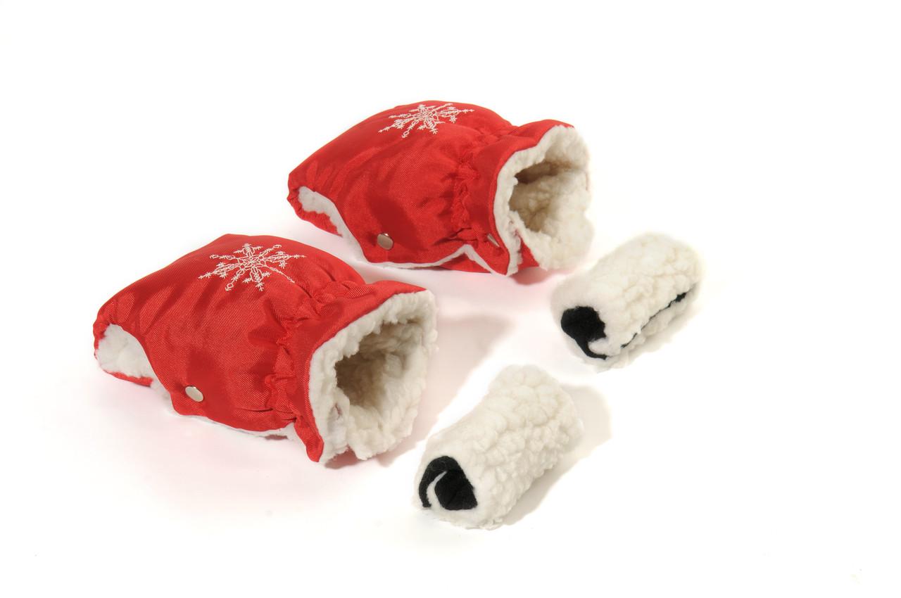 Рукавички-муфта на коляску Ok Style Сніжинка Червоний