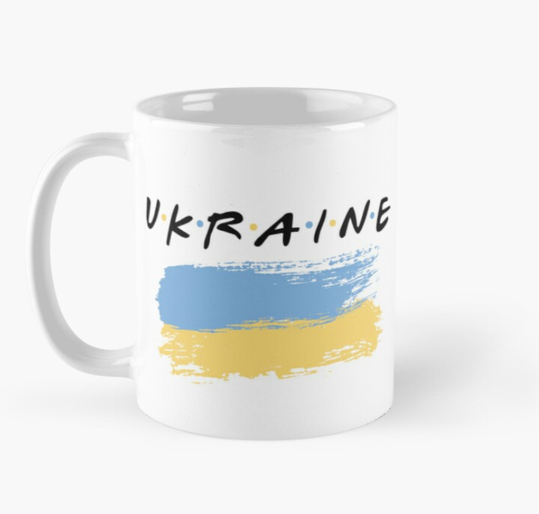 Чашка керамическая с принтом "Ukraine" флаг 330 мл Белый (УКР219Ч)