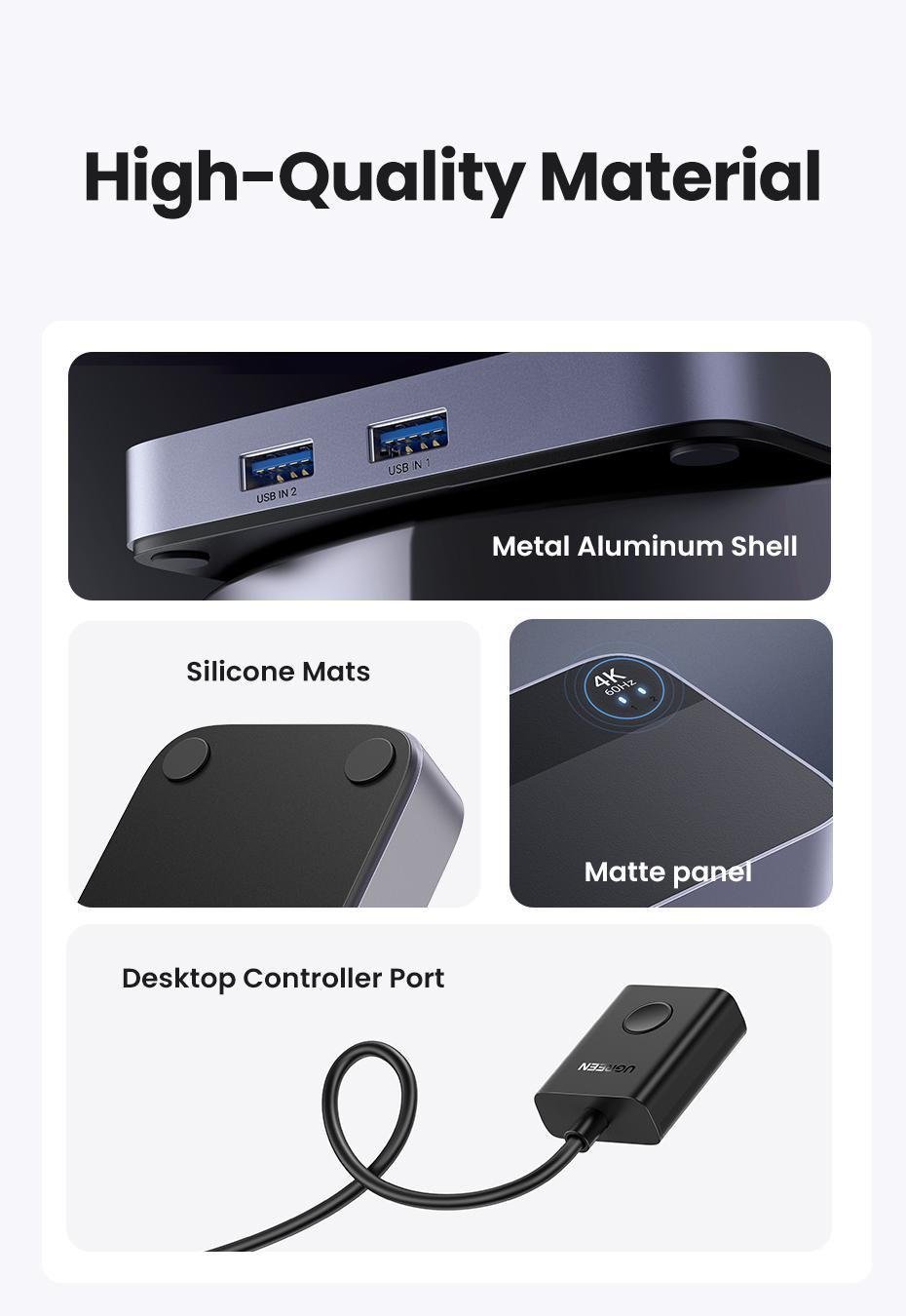 Перемикач KVM HDMI Ugreen на 2 комп'ютери 4K 60Hz USB 2.0 (15707) - фото 15