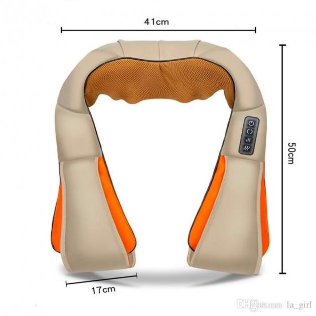 Массажер роликовый Shiatsu Massager of Neck Kneading с подогревом Бежевый (TM-007) - фото 2