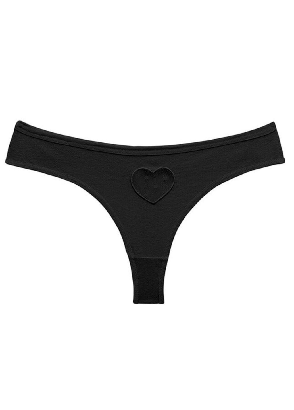 Трусики стринги Finetoo 693-48 Хрупкое сердце XL Черный