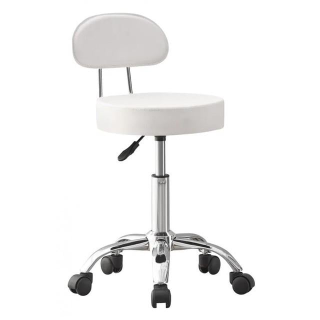 Крісло-табурет кругле Bonro B-491 на колесах зі спинкою Білий (2829761454)