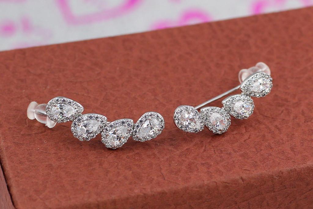 Серьги кафы Xuping Jewelry четыре капли 2,5 см Серебристый