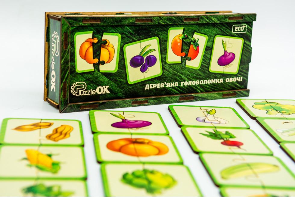 Сортер-пазл дерев'яний дитячий розвиваючий PuzzleOK Овочі 40 деталей - фото 5 Сортер-пазл дерев'яний дитячий розвиваючий PuzzleOK Овочі 40 деталей - фото 5