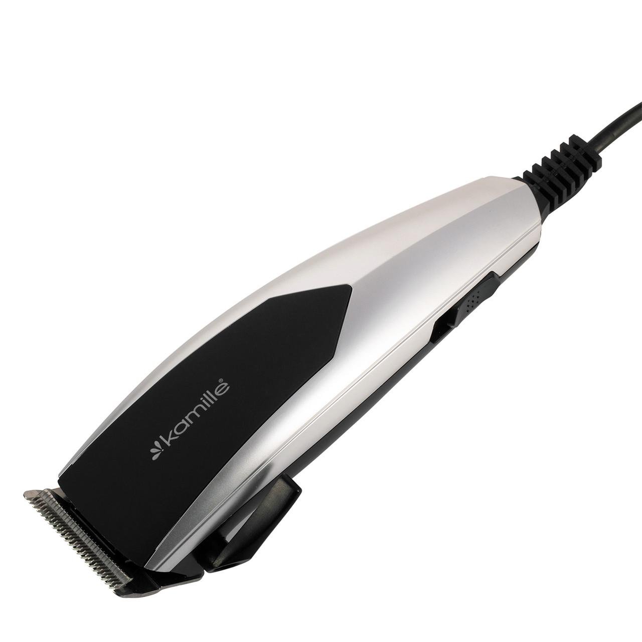 Машинка електрична для стрижки волосся Kamille 6803 провідна 240 W з 4-ма насадками Чорно-сірий (124-84-6803)