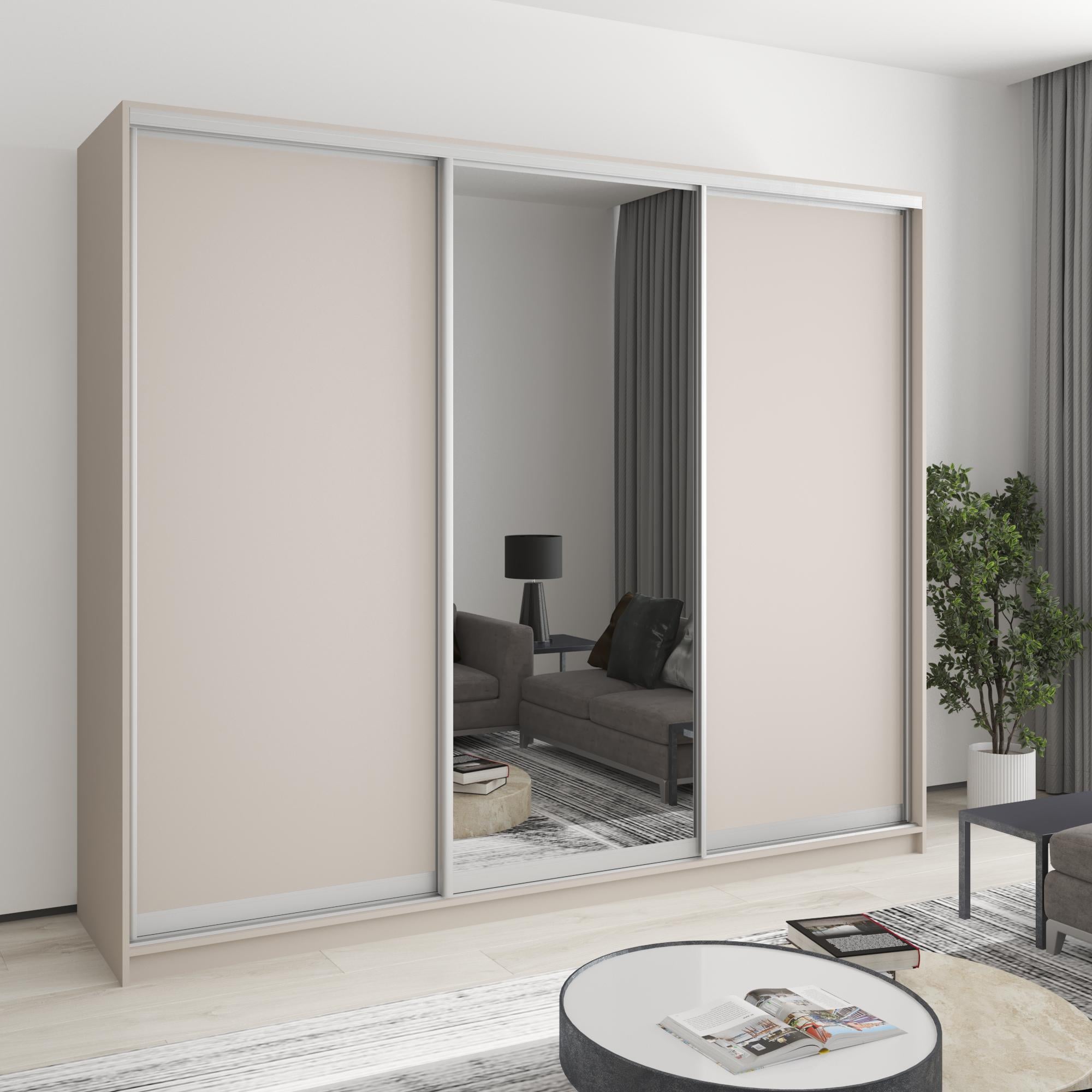 Шкаф-купе трехдверный MebelStar Уни AL 2ДСП/Зеркало 250x60x210 см Кашемир (MBS-3093)