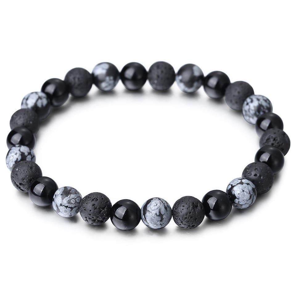 Браслет из лавового камня агата и обсидиана one size (80092)