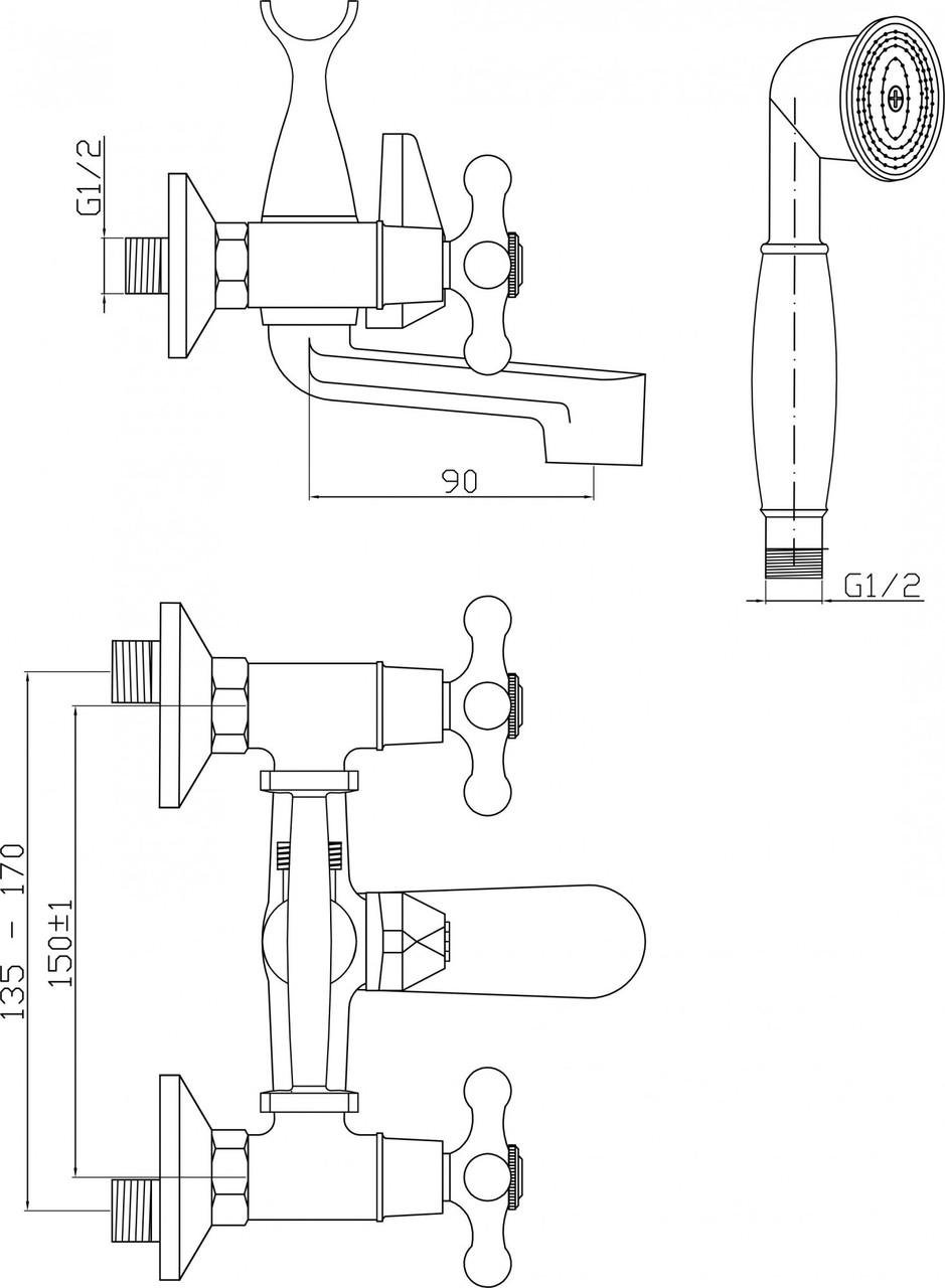 Смеситель для ванны Invena Roma BW-21-00S - фото 2