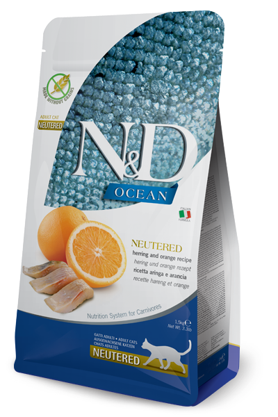 Корм сухой Farmina N&D Ocean Herring&Orange Neutered для стерилизованных кошек с сельдью и апельсином 1,5 кг (34175638)