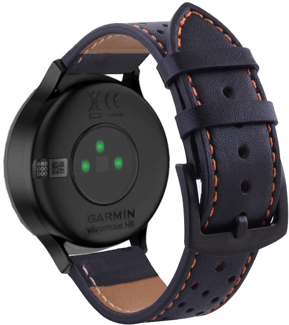 Ремешок кожаный Classico для Garmin Vivomove HR Black/Orange (16935)